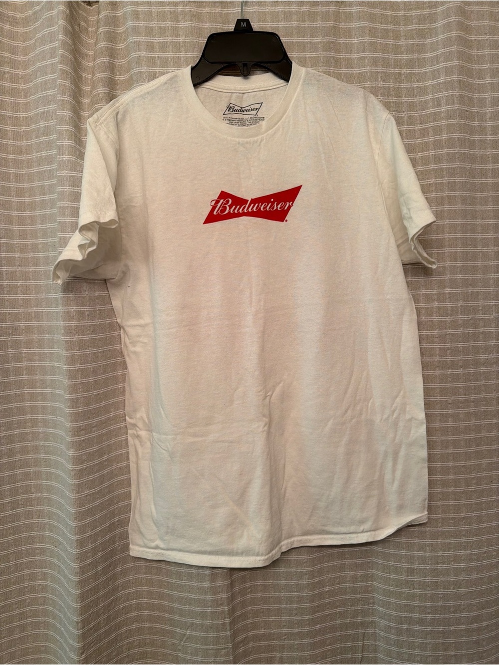 Budweiser White Short Sleeve Tee with Red Logo